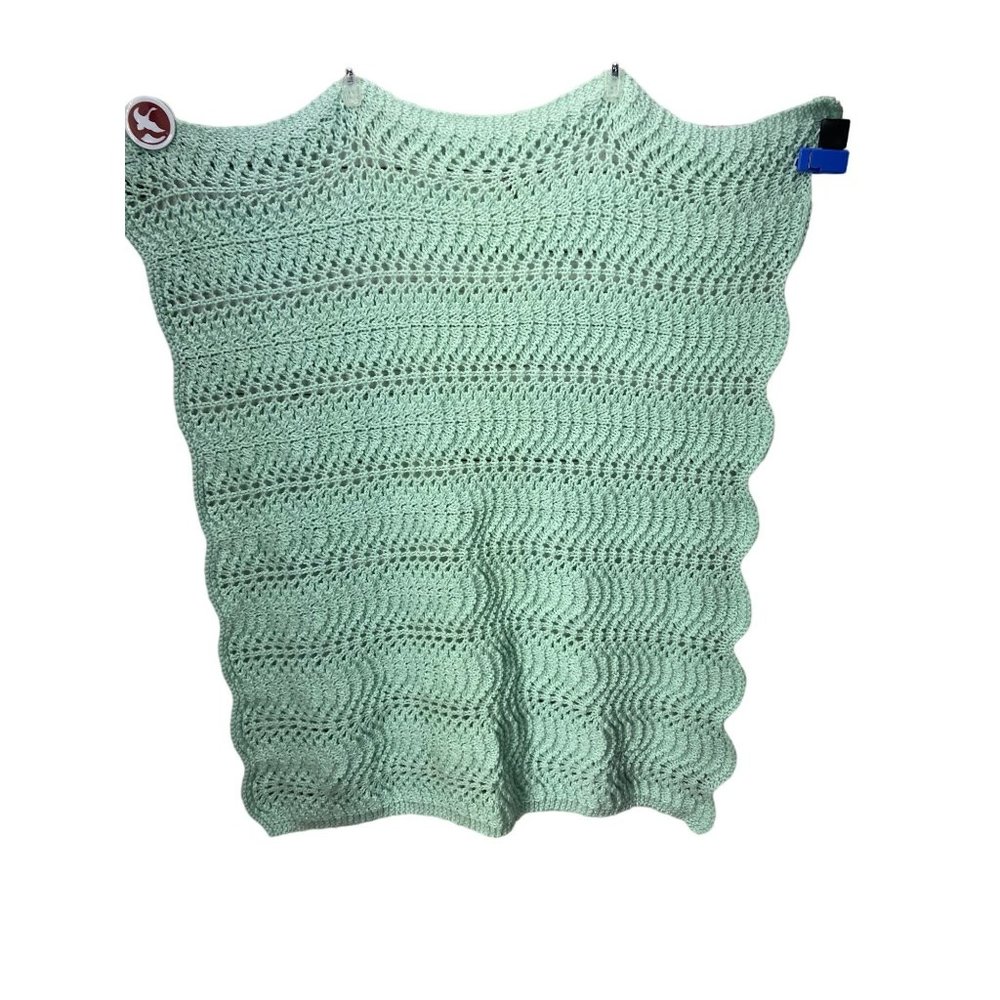 Handmade baby blue‎ crochet blanket 35"x35"